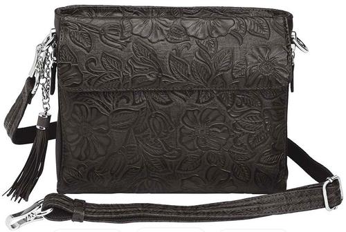Gun Tote'n Mamas Tooled American Cowhide Clutch Black (GTM-22BK) Fits Small Pistols & Revolvers, Ambidextrous Hand