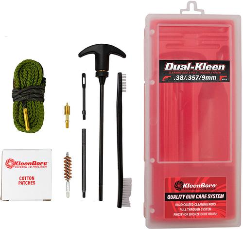 KleenBore KDS9 Dual Kleen Rod & Pull Through Rope Cleaner, 9mm/357 Mag/38 Cal Handgun, Nylon/Phosphor Bronze Bristles