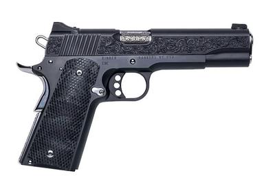 Custom & Collectible "Starry Night" Kimber 1911 CNCSNIGHT45, 45 ACP, 5", Black Textured Kirinite Grips, Deep Engraved Scroll Work, High Polished Stainless Controls, 7 Rds