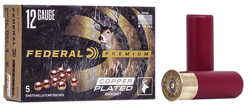 Federal Premium Vital-Shok P154, 12 Gauge, 2-3/4", 9 Pellets, 1325 fps, #00 Copper Plated Lead Buckshot, 5 Rd/bx
