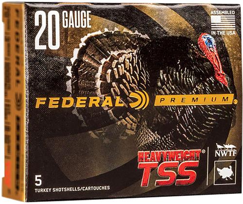 Federal Premium Turkey Heavyweight TSS Shotshells PTSSX257F9, 20 Gauge, 2-3/4", 1 1/8 oz, 1000 fps, #9 Shot, 5 Rds/box