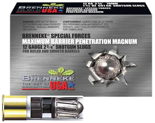 Brenneke Special Forces Shotshells SL122MBPM, 12 Gauge, 2-3/4", 1-3/8 oz, 1650 fps Lead Slug, 5 Rds/bx