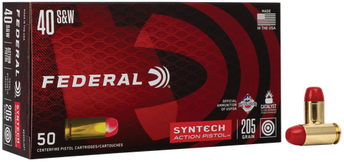 Federal American Eagle Syntech Pistol Ammunition AE40SJAP1, 40 S&W, Total Syntech Jacket, 210 GR, 50 Rd/Bx