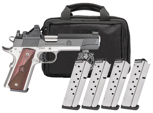 Springfield 1911 Ronin AOS Gear Pac Optic Ready Pistol PX9120LAOSPAC, 45 ACP, 5in, Crossed Cannons Checkered Grips, Satin Cerakote Finish, 8 Rds