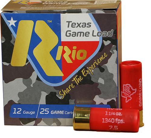 Rio Texas Game Load HV Shotshells TGHV3675TX, 12 Gauge, 2-3/4", 1-1/4 oz, 1350 fps, #7.5 Shot, 25 Rd/bx