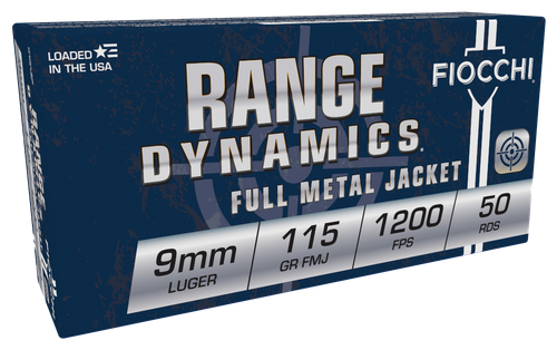 Fiocchi Shooting Dynamics Pistol Ammunition 9AP, 9mm, Full Metal Jacket (FMJ), 115 GR, 1200 fps, 50 Rd/bx