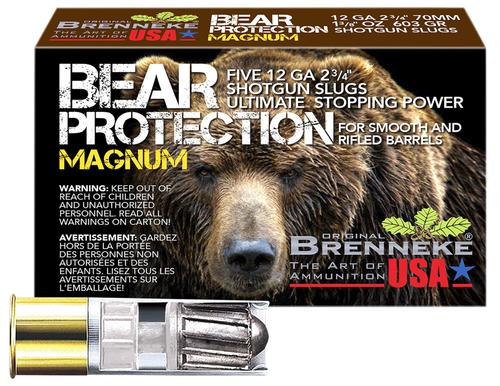 Brenneke Bear Protection Shotshells SL122BPM, 12 Gauge, 2-3/4", 1 3/8 oz, Slug, 5 Rds/box