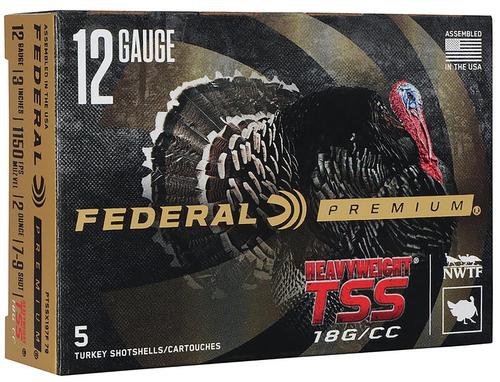 Federal Premium Turkey Heavyweight TSS Shotshells PTSSX197F79, 12 Gauge, 3", 2 oz, #7,9 Shot, 5 Rds/bx