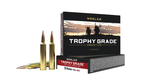Nosler Trophy Grade Rifle Ammunition 60155, 28 Nosler, AccuBond Long Range, 175 GR, 3125 fps, 20 Rd/Bx
