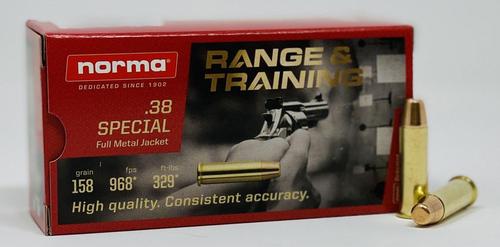 Norma Range & Training Pistol Ammunition 620540050, 38 Special, FMJ, 158 Gr, 968 fps, 50 Rd/Bx