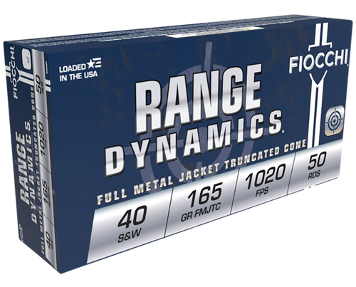 Fiocchi Shooting Dynamics Pistol Ammunition 40SWFUS, 40 S&W, Full Metal Jacket (FMJ), 165 GR, 1020 fps, 50 Rd/bx