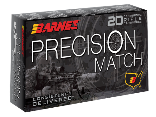 Barnes Precision Match Rifle Ammunition 30846, 5.56MM NATO, Open Tip Match, 69 GR, 20 Rd/Bx