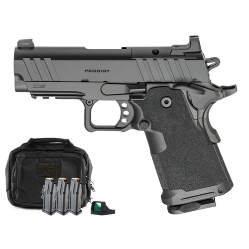 Springfield Prodigy Gear-Up Package Pistol PH9115AOS-PAC, 9mm, 3.5", Polymer Grips, w/Viridian RFX11 Green Dot, Black Cerakote Finish, 15 Rds