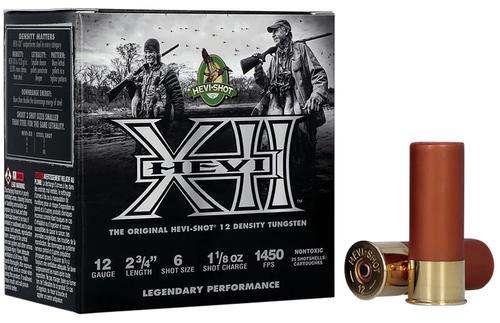 HEVI-Shot HEVI-XII Shotshells HS51316, 12 Gauge, 2-3/4", 1 1/8 oz, 1450 fps, #6 Shot, 25 Rds/box