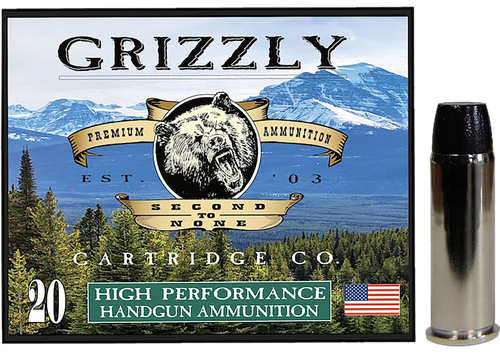 Grizzly Ammunition High Performance Pistol Ammunition GC44M9, 44 Mag, Wide Flat Nose Gas Check, 260 GR, 1450 fps, 20 Rd/bx