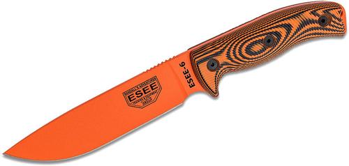 ESEE Knives ESEE-6 Fixed Blade Knife w/Orange Drop Point Blade, Orange/Black 3D G-10 Handle (6POR-006)