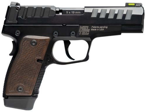 Kel-Tec P-15 Semi-Auto Pistol P15MBLK, 9mm, 4", American Walnut Grips, Black Finish, 15 Rds