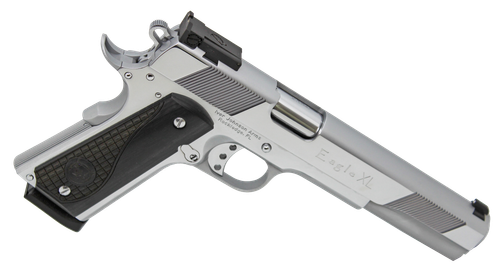 Iver Johnson Eagle XL Pistol EAGLEXLC45, 45 ACP, 6in, Diamondwood Walnut w/Integrated Logo Grips, Bright Chrome High Polished Finish, 8 Rds