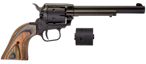 Heritage Rough Rider Single Action Rimfire Revolver RR22MBS6, 22 LR / 22 WMR, 6 1/2", Wood Grip, Black Satin Finish, 6 Rd