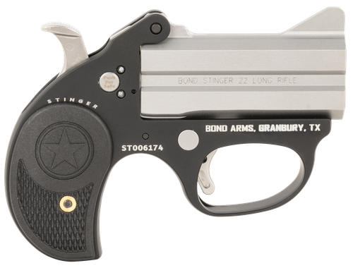 Bond Arms Stinger Derringer BASL380, 380 ACP, 3 in, Black Rubber Grip, Matte Stainless Finish, 2 Rds