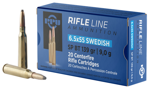 Prvi Partizan Rifle Ammunition PP6SWS, 6.5x55 Swedish, Soft Point Boat Tail, 139 gr, 2540 fps, 20 Rd/Bx