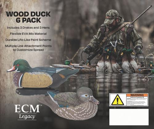 ECM Legacy Wood Duck Decoy 6 Pack TSP-1004, 3 Drakes/3 Hens, Flexible EVA Material, Durable