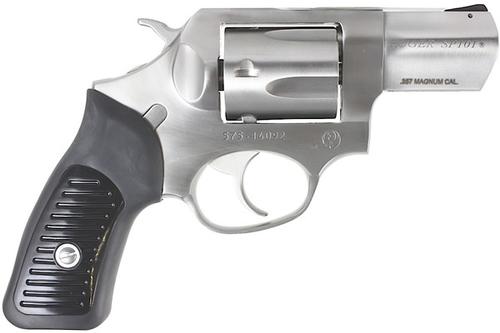 Ruger SP101 Revolver 5718, 357 Magnum, 2 1/4 in, Rubber Grip, Satin Stainless Finish, 5 Rd, Fixed Sights