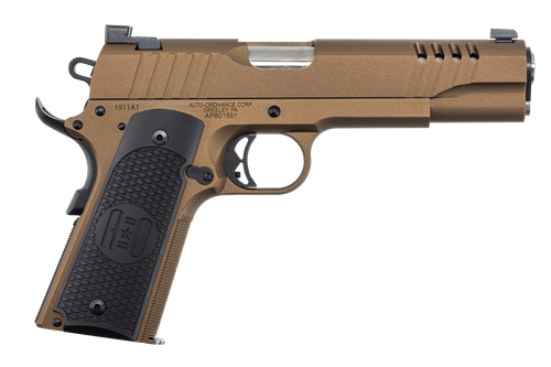 Kahr 1911 Pistol 1911TCAC10, 45 ACP, 5in, Armor Black Cerakote Engraved Aluminum Grips, Burnt Bronze Cerakote Finish, 7 Rds