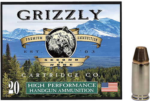 Grizzly Ammunition High Performance Pistol Ammunition GC9+P+4, 9mm, Full Metal Jacket Flat Point, 124 GR, 1350 fps, 20 Rd/bx