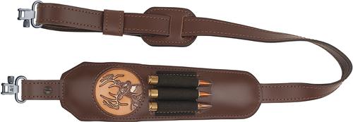 AA&E Leathercraft Deer Head Shell Holder Sling w/Metal Swivels, Brown (8504850S210)