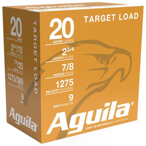 Aguila Target Load Competition Shotshells 1CHB2039, 20 Gauge, 2-3/4", 7/8 oz, 1275 fps, #9 Lead Shot, 25 Rds/box