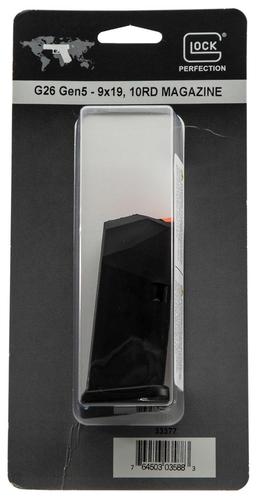 Glock 10 Round Magazine for G26 Gen5, 9mm Luger, Black, Polymer, Detachable (33377)