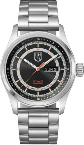 Luminox Atacama Field Automatic Watch XL.1902 Black Sunray Dial, Orange Figures, 44mm, Silver Bracelet