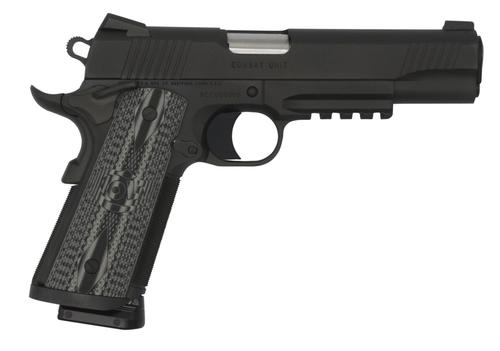 Colt 1911 Government CCU Rail Pistol O1080RGCCU, 45 ACP, 5", Black Scalloped G10 Grips, Matte Black DLC Finish, 8 Rds
