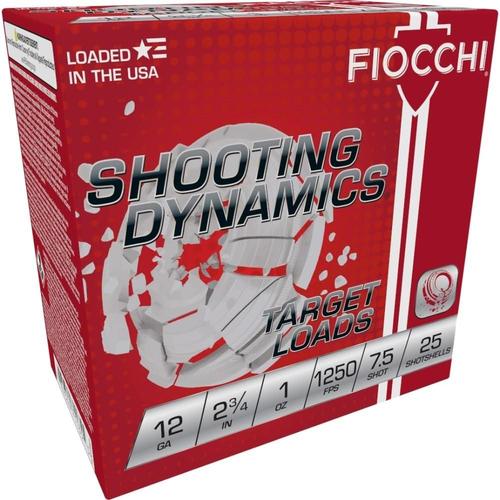 Fiocchi Shooting Dynamics Heavy Clay Target Loads 12SD1X75, 12 Ga, 2-3/4", 1 oz, 1250 fps, #7.5 Lead Shot, 25 Rds/Bx