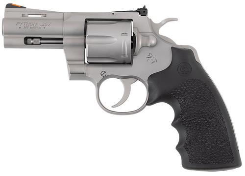 Colt Python Revolver PYTHONSM3RTS, 38 Special, 3in, Black Rubber Grips, Stainless Steel Frame Finish, 6 Rds