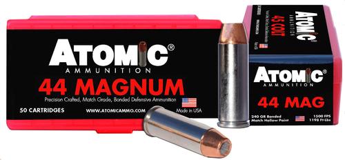 Atomic Pistol Ammunition 00440, 44 Remington Mag, Bonded Mathc HP, 240 GR, 1500 fps, 50 Rds/Bx