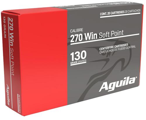 Aguila Rifle Ammunition 8053AG, 270 Win, InterLock Boat Tail Soft Point, 130 gr, 3050 fps, 20 Rd/Bx