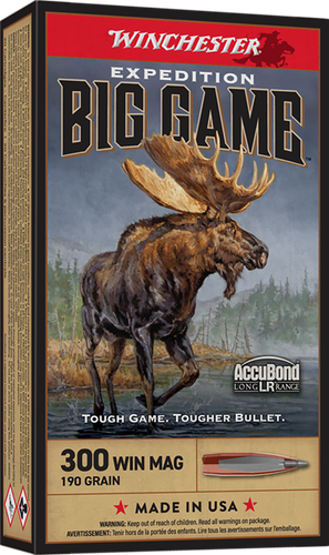 Winchester Expedition Big Game Rifle Ammunition S300LR, 300 Win Mag, AccuBond, 190 GR, 20 Rd/Bx