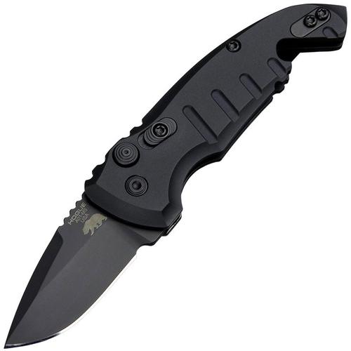 Hogue A01-MicroSwitch Automatic Folding Knife w/Drop Point Blade, Matte Black Finish (24126)