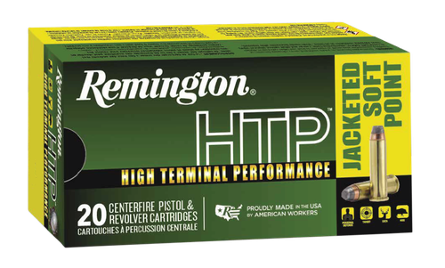 Remington HTP Pistol Ammunition RTP44MG2A, 44 Rem Mag, Jacketed Soft Point (JSP), 240 gr, 20 Rd/Bx
