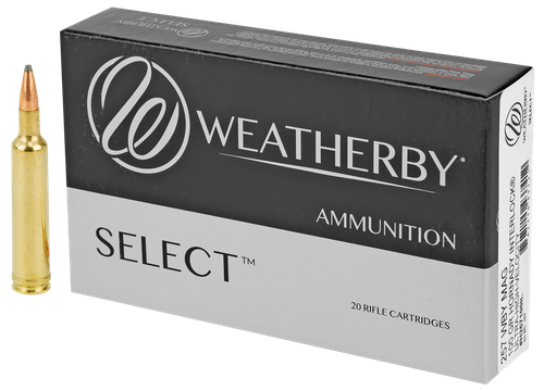 Weatherby Select Rifle Ammunition H257100IL, 257 Weatherby Mag, Hornady Interlock, 100 gr, 3605 fps, 20 Rd/Bx