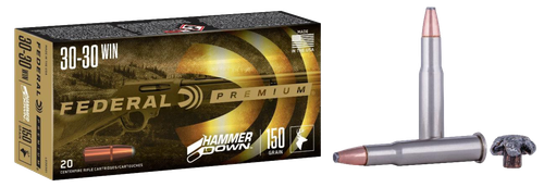 Federal Premium Hammer Down Rifle Ammunition LG30301, 30-30 Winchester, Bonded Soft Point, 150 GR, 2390 fps, 20 Rd/bx