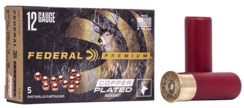 Federal Premium Vital-Shok P156, 12 Gauge, 2-3/4", 12 Pellets, 1290 fps, #00 Lead Buckshot, 5 Rd/bx