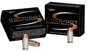 Speer Gold Dot Handgun Ammunition 23617, 9mm +P, Gold Dot Hollow Point (HP), 124 GR, 1220 fps, 20 Rd/bx