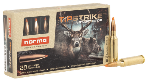 Norma Tipstrike Rifle Ammunition 20166512, 6.5 Creedmoor, Polymer Tip, 140 gr, 2625 fps, 20 Rd/Bx