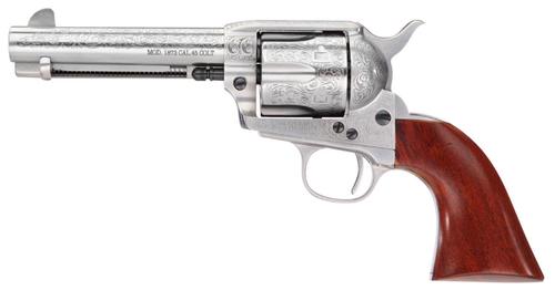 Taylors 1873 Cattleman Revolver 550926, 45 Colt (LC), 4.75", Walnut Grips, Floral Engraving, 6rd