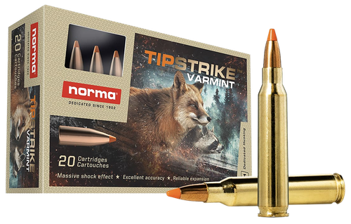 Norma Varmint Rifle Ammunition 20157352, 223 Remington, Polymer Tip, 55 gr, 3215 fps, 20 Rd/Bx