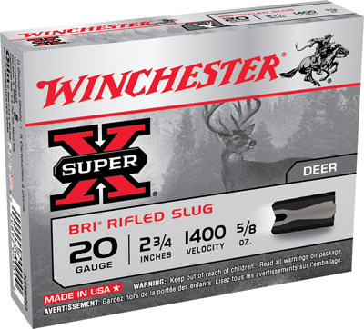 Winchester Super X Rifle Slugs XRS20, 20 Gauge, 2-3/4", 5/8 oz, 1400 fps, 5 Rd/bx