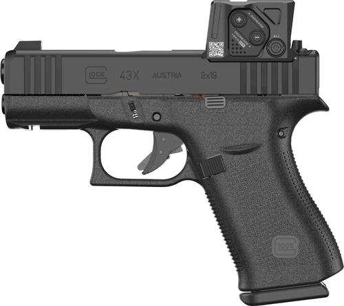 Glock 43X MOS Pistol PX4350B01FRMOS8A4, 9mm, 3.41", Textured Beavertail Grips, Black Finish, w/Aimpoint COA, 10 Rds